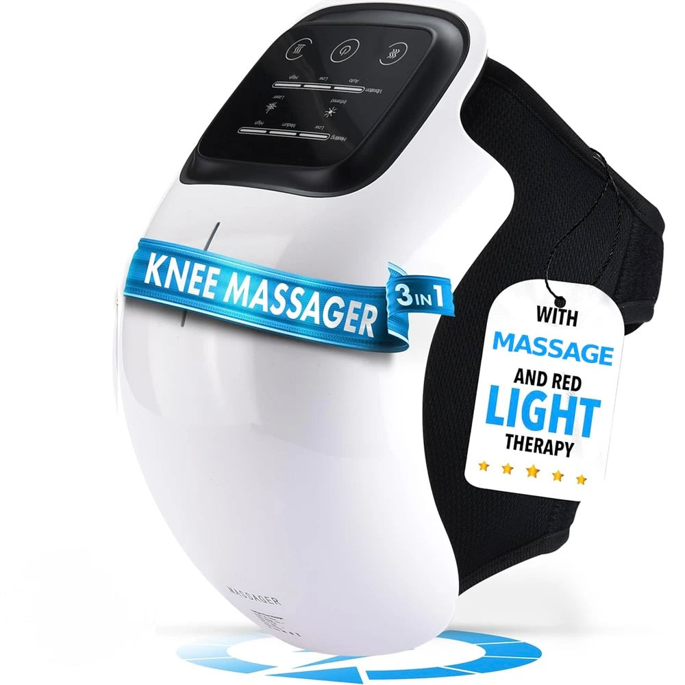 Knee massager with massage and red light therapy on a white background