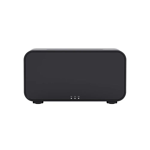 Black rectangular LED-flame aromatherapy diffuser and humidifier on a white background