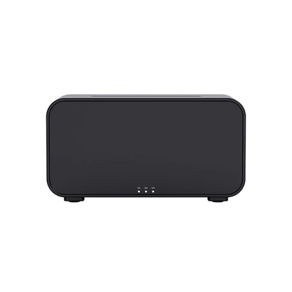 Black rectangular LED-flame aromatherapy diffuser and humidifier on a white background